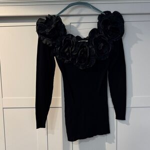 Elegant vintage Black Floral Women's Sweater